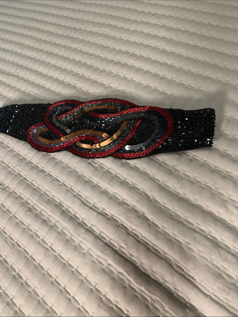 Milor Sequins & Beads Vintage wide wrap Belt Like NEW Adjustable Size S-M 31+”